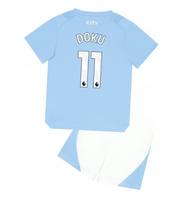 Manchester City Jeremy Doku #11 Replica Home Stadium Kit for Kids 2023-24 Short Sleeve (+ pants)